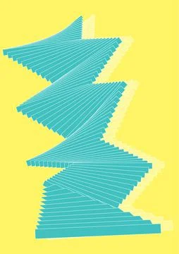 Abstract geometric blue zigzag with 3d effect on yellow background. 스톡 일러스트