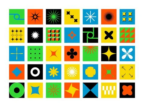 Abstract geometric bold shapes. Basic primitive bauhaus blocks, funky geometry Illustrazione stock