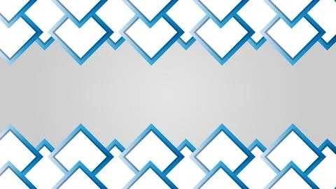 Abstract Geometric Border with Blue Squares on Gradient Background Stock Illustration