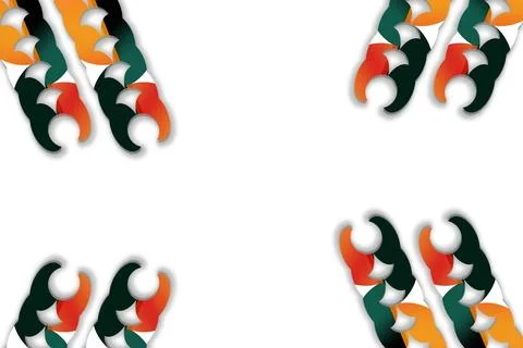Abstract Geometric Border Template with Modern Orange Green Curve Elements Stock Illustration