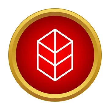 Abstract geometric box icon on red button 스톡 일러스트