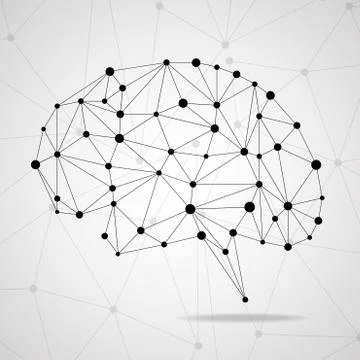 Abstract geometric brain with triangular polygons Ilustração Stock