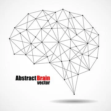 Abstract geometric brain with triangular polygons, network connections Stock Illustration