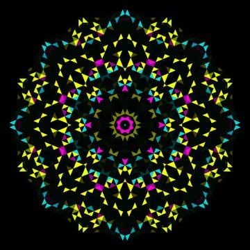 Abstract Geometric Bright Kaleidoscope Pattern. Circle Symmetric Design Stock Illustration