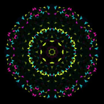 Abstract Geometric Bright Kaleidoscope Pattern. Circle Symmetric Design Stock Illustration