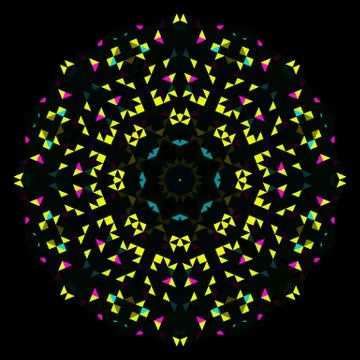 Abstract Geometric Bright Kaleidoscope Pattern. Circle Symmetric Design Stock Illustration