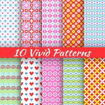 Abstract geometric bright seamless patterns (tiling) Stock Illustration