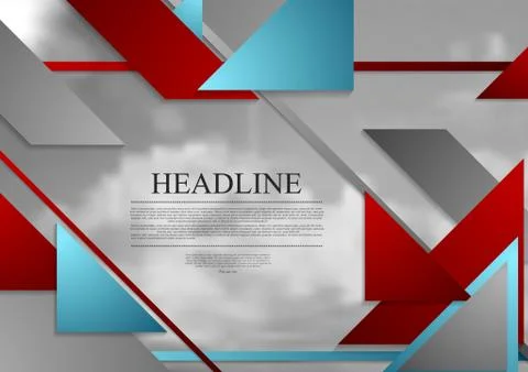 Abstract geometric brochure template layout with grey sky Stock Illustration