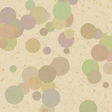 Abstract geometric bubbles composition with gold speckles on textured beige.. Stock Illustration