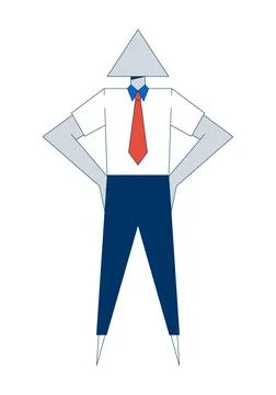 Abstract geometric businessman with triangular head 2D cartoon character Stock Illustration