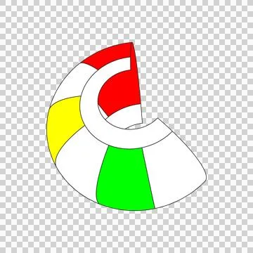 Abstract Geometric C-Shaped Graphic with Colorful Segments Stock Illustration