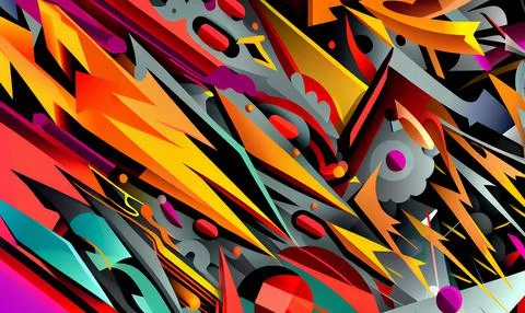 Abstract Geometric Cartoon Comic Graffiti Background Stock Illustration