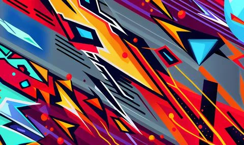 Abstract Geometric Cartoon Comic Graffiti Background Illustrazione stock