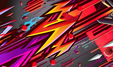 Abstract Geometric Cartoon Comic Graffiti Background Illustrazione stock