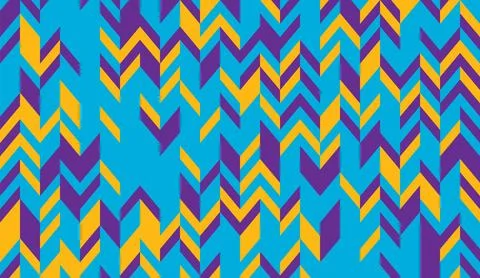 Abstract Geometric Chevron Zigzag Pattern in Turquoise, Purple and Yellow Stock Illustration