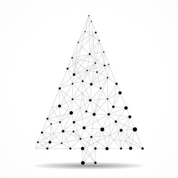 Abstract geometric Christmas tree of lines and dots, vector Stock Illustration