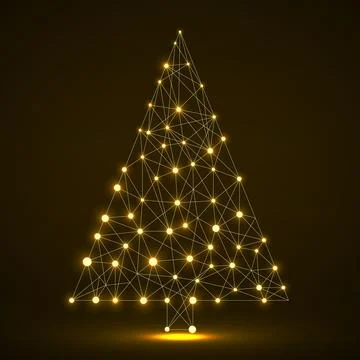 Abstract geometric Christmas tree of lines and dots, vector Stock Illustration
