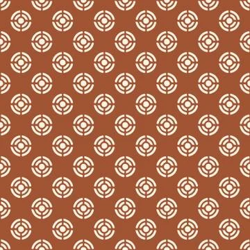 Abstract geometric circle aim target seamless pattern. Dark orange &amp; white. Stock Illustration