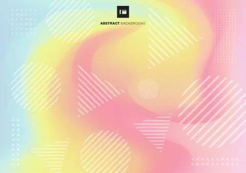 Abstract geometric circle and triangle shape pattern on fluid pastel color ba Stock Illustration
