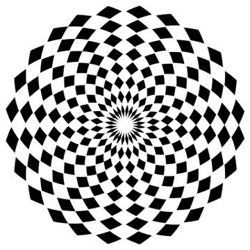 Abstract geometric circle element with square pattern. Radiating rhombus shap 스톡 일러스트