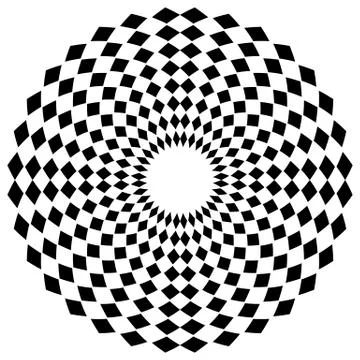 Abstract geometric circle element with square pattern. Radiating rhombus shap Stock Illustration