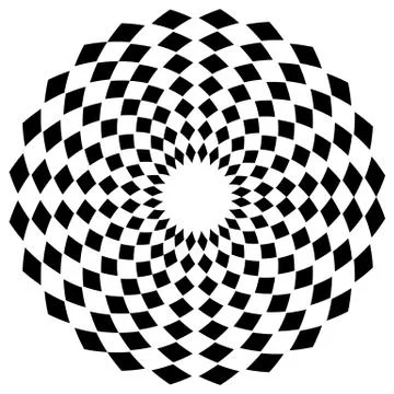 Abstract geometric circle element with square pattern. Radiating rhombus shap 스톡 일러스트