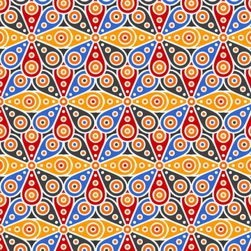 Abstract Geometric Circle Eyes Pattern Background In Yellow Blue Red Slate Co Stock Illustration