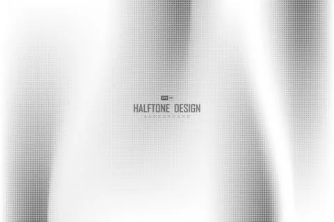 Abstract geometric circle halftone pattern design on gradient white and gray Stock Illustration