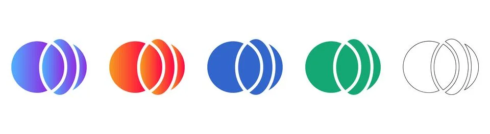 Abstract Geometric Circle Intersection Icons 스톡 일러스트