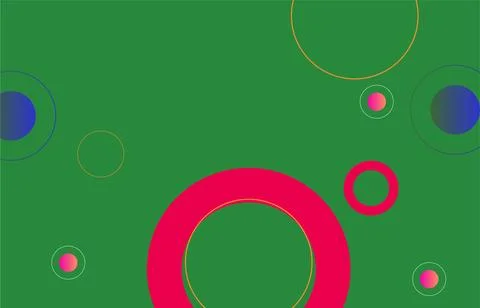 Abstract Geometric Circle Pattern With Red Rings And Gradient Dots On Green.. 库存插图