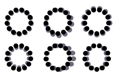 Abstract geometric circle patterns with shadow offset and motion effect. Vector Stock Illustration