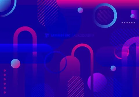 Abstract geometric circle, rounded shape blue and pink color dynamic vibrant Illustrazione stock