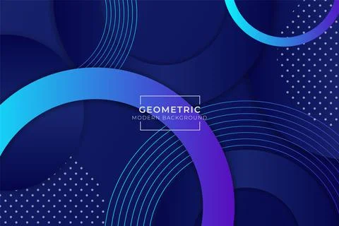 Abstract Geometric Circle Shape Modern Background Dark Blue with Line and Dot Stock Illustration