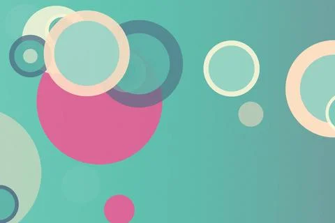Abstract geometric circles and bubble shapes in teal and pink create a play.. 스톡 일러스트