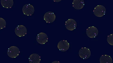 Abstract geometric circles with colorful dots on dark blue background footage 動画素材 333188587