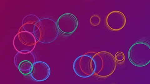 Abstract Geometric Circles Floating on a Vibrant Purple Background Video stock 329951759