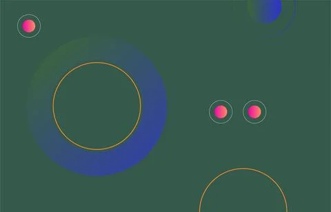 Abstract Geometric Circles on Green Background With Gradient Accents and Mi.. Stock Illustration