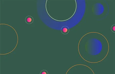 Abstract Geometric Circles on Green Background With Gradient Accents and Mi.. Stock Illustration