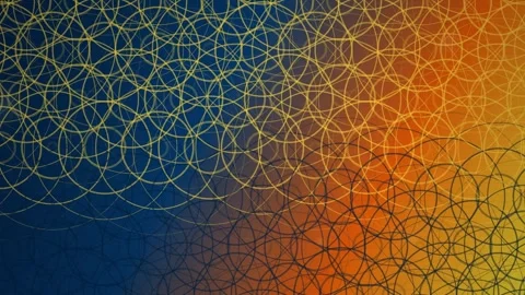 Abstract Geometric Circles Pattern Background - Blue to Orange Gradient Stock Footage 347561771