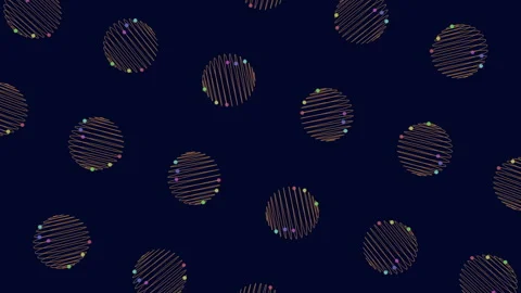 Abstract geometric circles pattern with colorful dots on dark blue background Stock Footage 333144189
