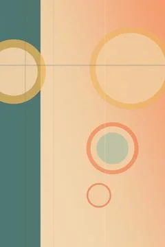 Abstract geometric circles pattern in muted teal and peach tones, creating .. Stock Illustration