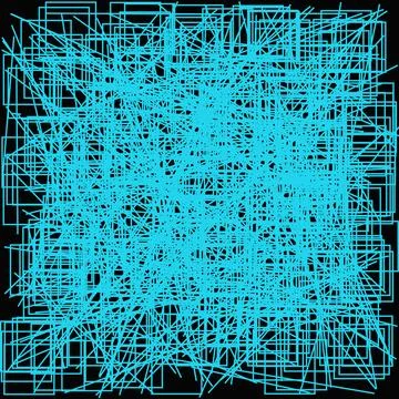 Abstract geometric circuit pattern with glowing blue neon lines on dark bac.. Illustrazione stock