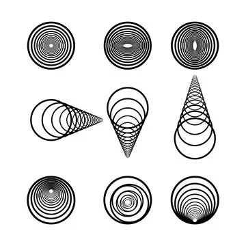 Abstract Geometric Circular and Conical Line Art Design Vector Illustration Stock Illustration