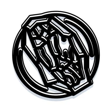Abstract geometric circular black and white line art Stock Illustration