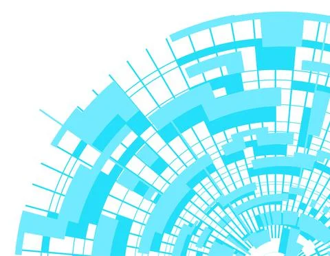 Abstract geometric circular blue design element isolated on white. Stock Illustration