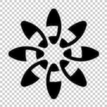Abstract geometric circular floral pattern with halftones creating a unique.. イラスト素材