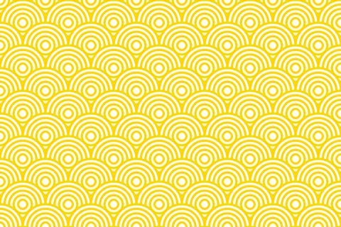 Abstract Geometric Circular Pattern Repeating Graphic Design in Bright Yellow Stock Illustration