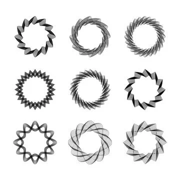 Abstract Geometric Circular Patterns Set Vector Illustration 스톡 일러스트