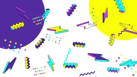 Abstract geometric with colorful pattern elements and shapes on white background Stock Footage 304942546