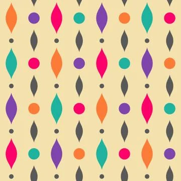 Abstract geometric colorful seamless pattern. Over beige background. Stock Illustration